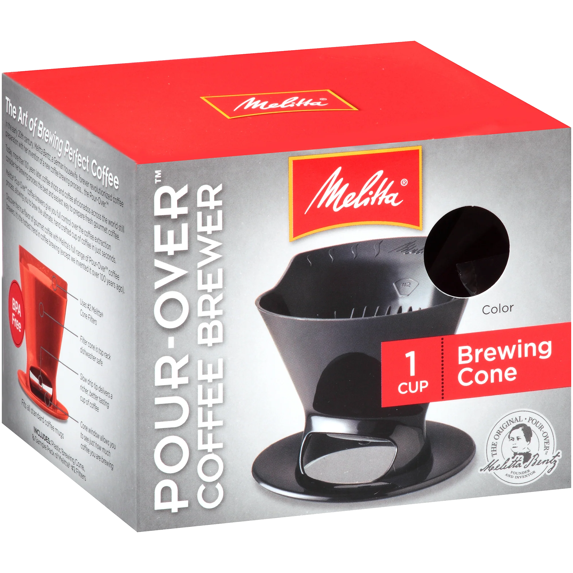 1-Cup Pour-Over™ Coffee Brew Cone - Black - Image 4