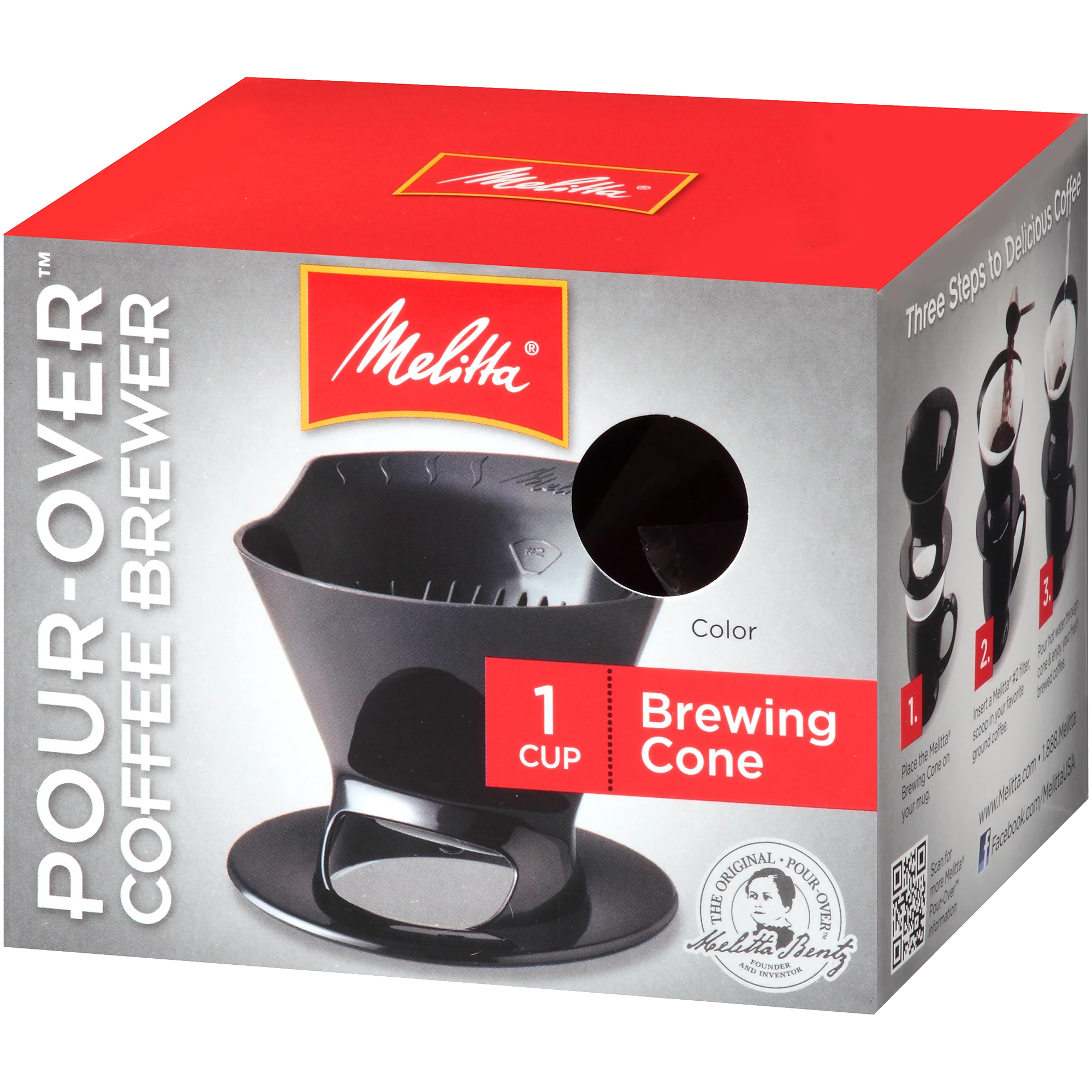 1-Cup Pour-Over™ Coffee Brew Cone - Black - Image 5