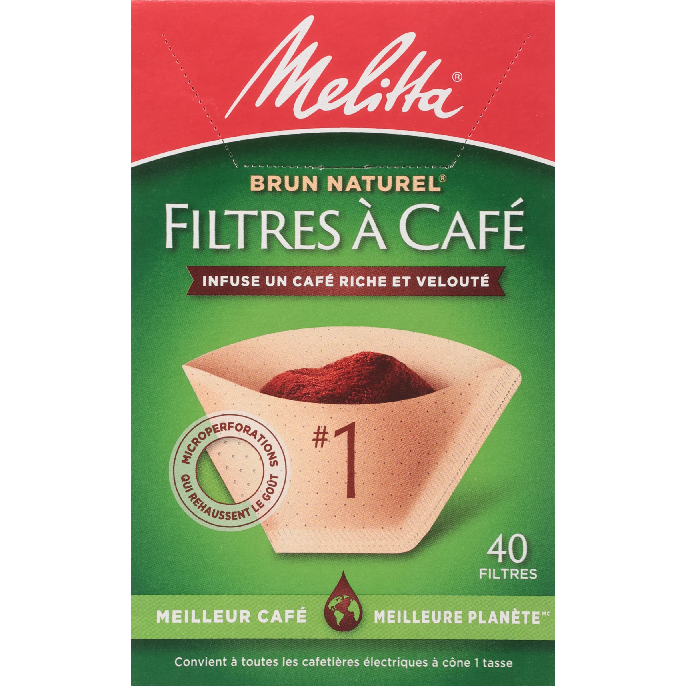 #1 Cone Filter Paper Natural Brown - 40 Count - Image 2